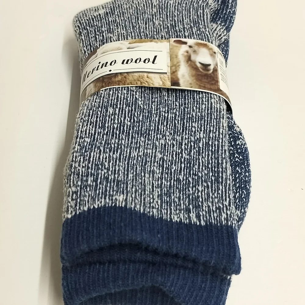 Merino Wool Men's Crew Socks - Blue Mix